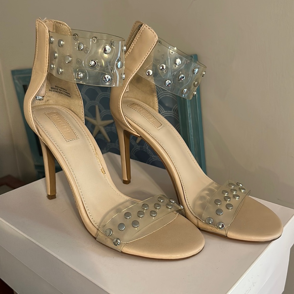Forever 21 jeweled clear heels. Size 8.